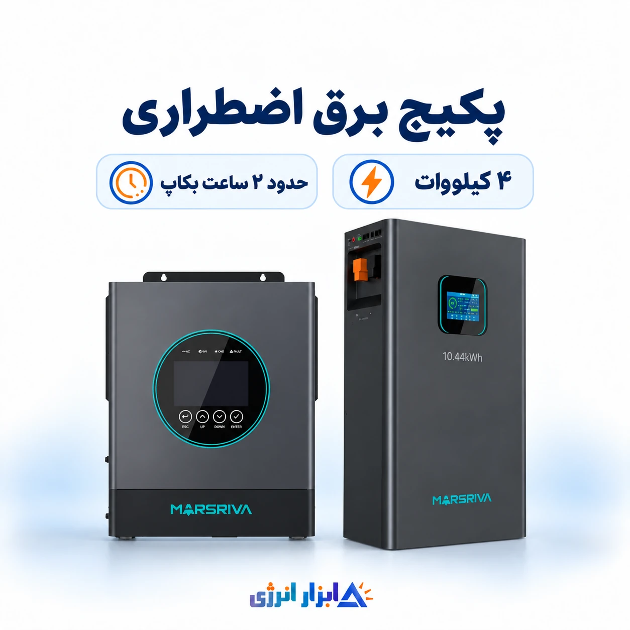 نمونه پکیج برق اضطراری ابزار انرژی شامل سانورتر و باتری لیتیومی
