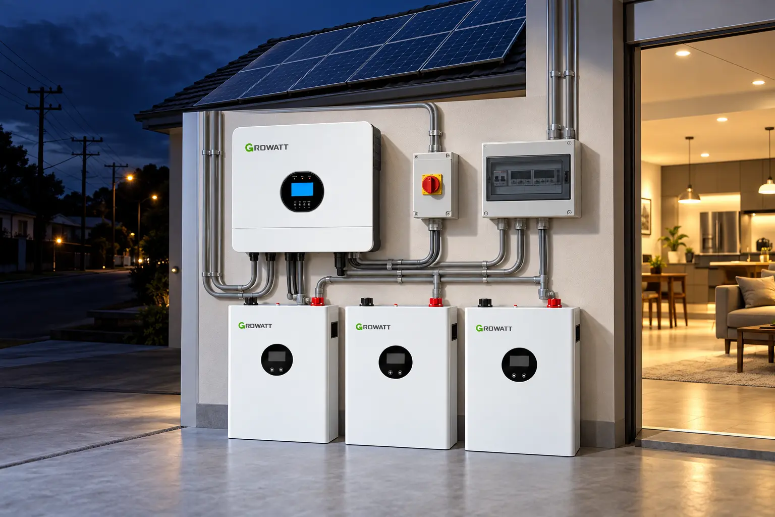 سیستم ماژولار Growatt با سه باتری برای برق خورشیدی و برق اضطراری