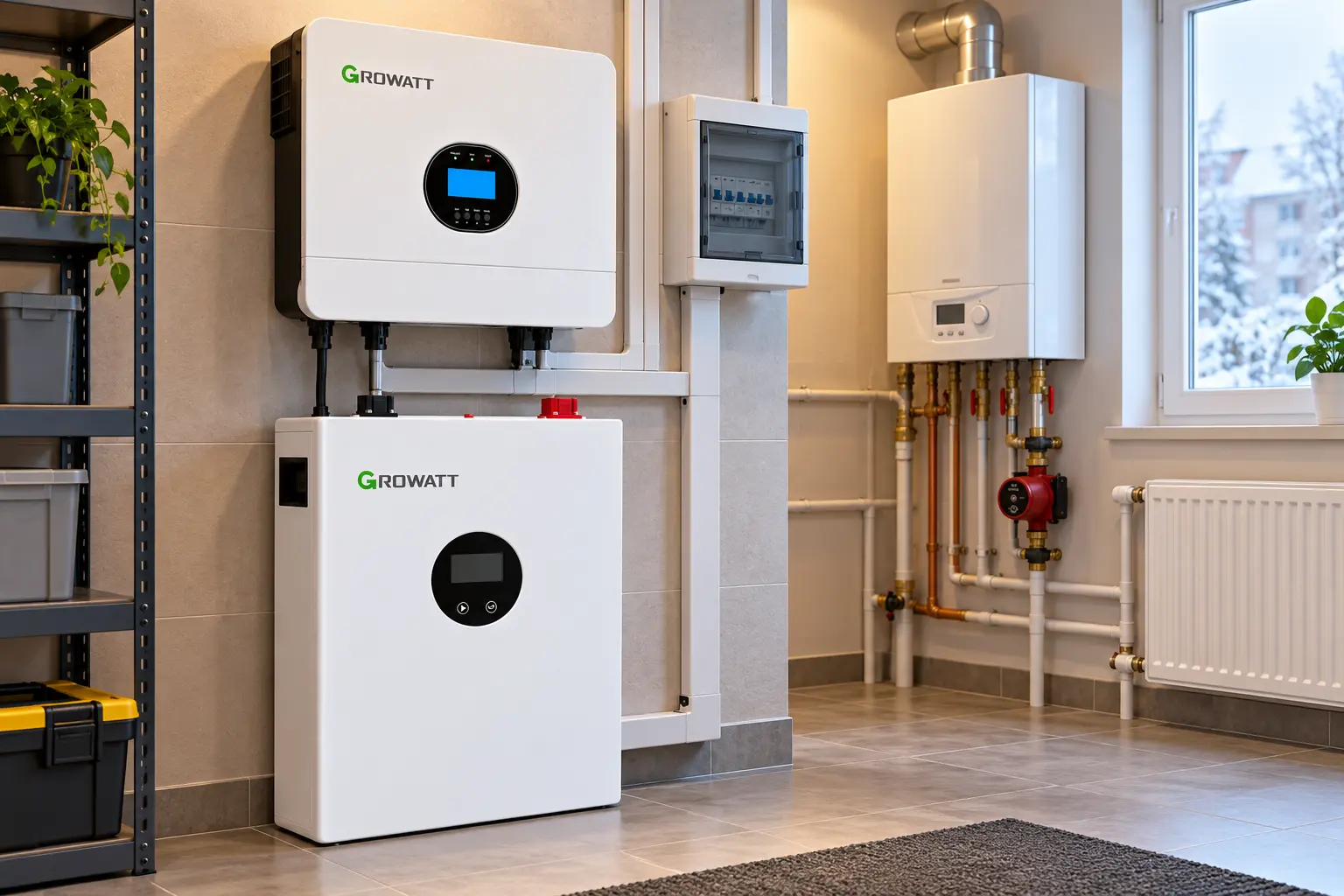 سیستم Growatt برای برق اضطراری پکیج دیواری و پمپ شوفاژ