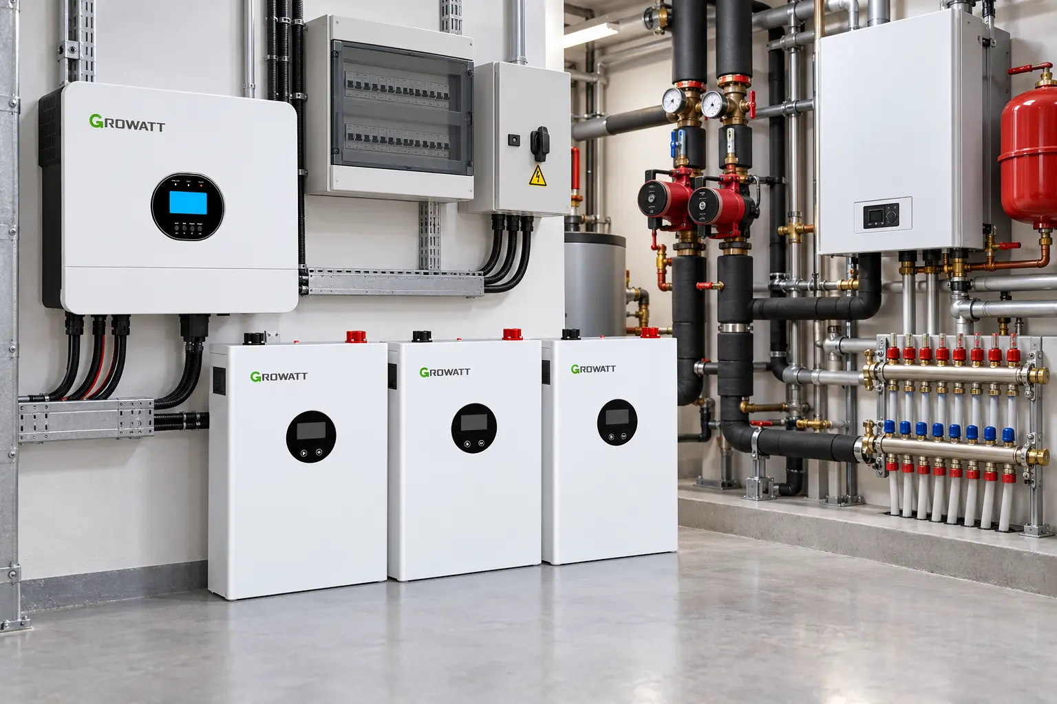 بررسی مصرف پکیج دیواری و پمپ شوفاژ کنار سیستم برق اضطراری Growatt